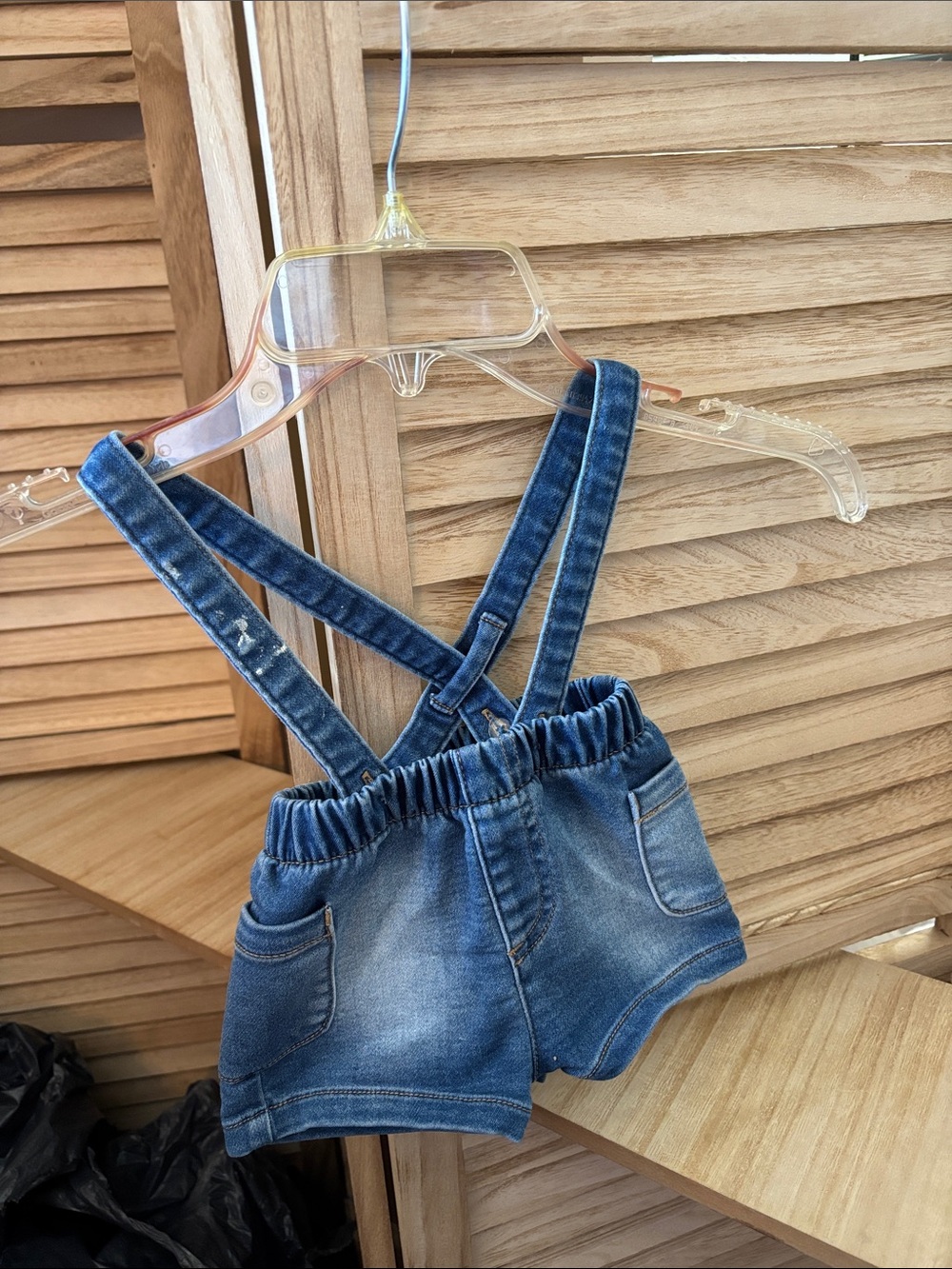 Cat & Jack Faded Blue Denim  Shorts with Adjustable Straps Newborn